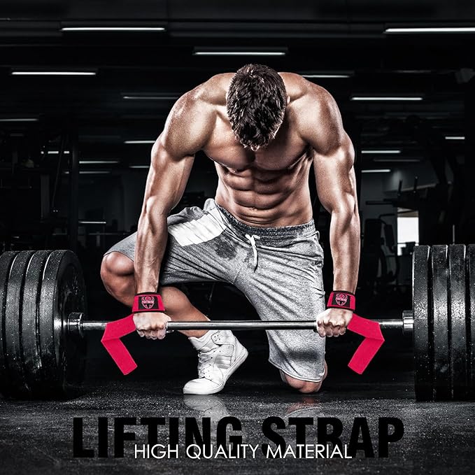 FIGHTSENSE Lifting straps for weightlifting, Gym wrist straps for men women, Neoprene Padded Cotton Weightlifting Straps for Bodybuilding, Powerlifting, Deadlifting and strength training