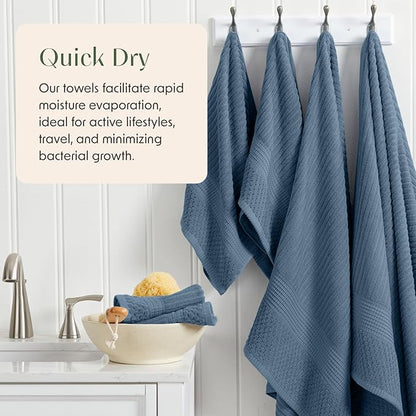 Springtree Home 100% Cotton Bath Towel Set | 6 Piece Set | Absorbent & Quick-Dry Bath Towels | Textured and Durable Cotton | Krista Collection - Oceanview