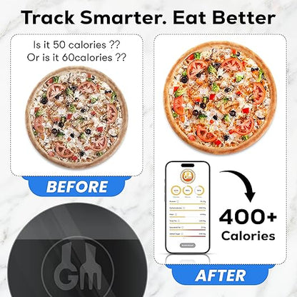 Food Scale, Portable, Rechargeable Travel Size. Smart Calories Calculator for Weight Loss, Nutrition, Diabetes, Meal Prep, Diet - Pocket Digital Coffee Scales - Free GOURMETMILES App