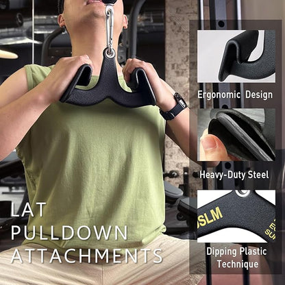 Lat Pull Down Bar T bar Row Attachment, V Bar Tricep Lat Pulldown Attachments, Back Strength Training Bar for Home Gym Exercise Cable Machine Attachments