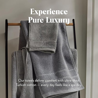 Brooklinen Super-Plush Turkish Cotton Bath Towel Set - Set of 2 Bath Towels + 2 Hand Towels Cotton, 820 GSM, Highly Absorbent, Machine Washable, Perfect for Home & Bathroom (Smoke Grey)