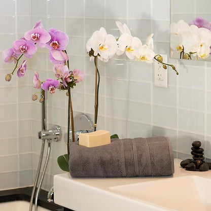 Mosobam Luxury Turkish Bath Towels 30X58 Charcoal Gray (Dark Grey) 700 GSM Bamboo Viscose & Aegean Turkish Combed Cotton