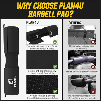 Barbell Pad Set for Squat Hip Thrusts, Upgraded Workout Foam Weight Lifting Bar Cushion Shoulder Neck Support with Anti-Slip Grain, Fits Standard Olympic Bars & Smith Machine