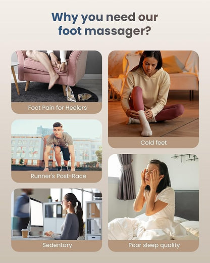 COMFIER Foot Massager with Heat, Shiatsu Foot Massager Machine for Neuropathy Plantar Fasciitis, Squeeze & Rolling Foot Massage, Remote Control & Piano-Key Button