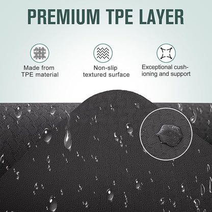 UMINEUX Extra Thick Yoga Mat, 2/5 Inch (10MM), Natural Rubber and TPE Non Slip Yoga Mats with Strap for Women Men, Eco Friendly Exercise Mat for Yoga, Pilates and Home Workout