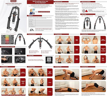 Twister Arm Trainer, 3 in 1 Hydraulic Power Chest Workout Equipment with Ab Roller Wheels and Hooks, Adjustable 22-440lbs Arm Trainer for Men Women, Home Gym Equipment for Full Body Strength Training