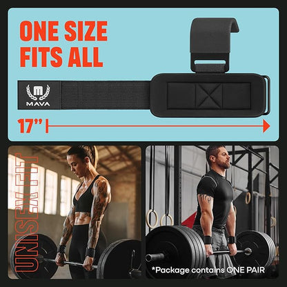 Mava Sports Heavy Duty Weightlifting Hand Grip Power Hooks with Wrist Straps for Pull-ups and Deadlifts Weight Lifting Hooks for Men and Women, Ideal for Power Weightlifting and Gym Workouts