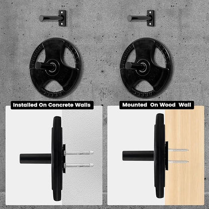 Wall Mounted Weight Plate Rack Storage, Steel Wall Mounted Weight Plate Holder Fits 2" Plates for Home Gyms, Garages, and Power Racks
