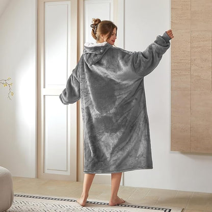 WDCOZY Wearable Blanket Hoodie Oversized Sherpa Fleece Hooded Sweatshirt with Adjustable Eye Mask Cozy For Adults Women Men