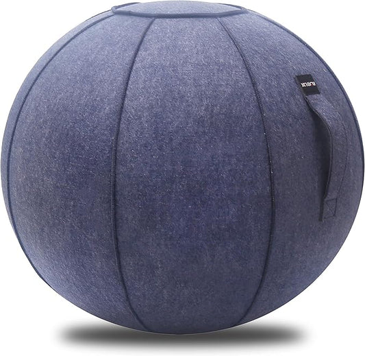 65cm Sitting Ball Chair for Office, Dorm, and Home, Pilates Exercise Yoga Ball with Cover, Lightweight Self-Standing Ergonomic Posture Activating Exercise Ball Solution with Handle and Pump
