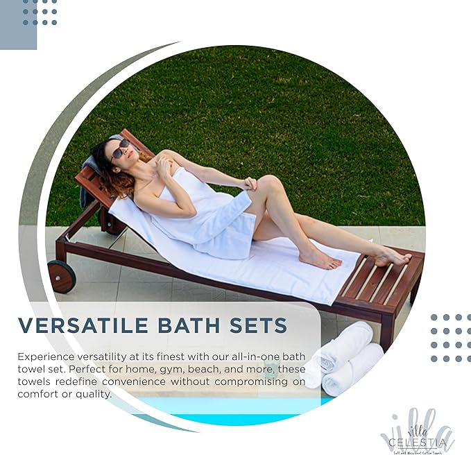 100% Cotton Bath Towel Set of 24-6 Bath Towels, 6 Hand Towels, 12 Wash Cloths, Sustainable, Soft, Highly Absorbent, Combed Cotton 24 Piece Set for Hotels, Spa, Bathroom, Dorm, Blue