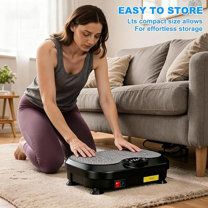 Vibration Plate Exercise Machine for Lymphatic Drainage, Whole Body Fitness Workout Equipment Stand Shake Board Sport Gym for Weight Loss Fat Burner for Women Men