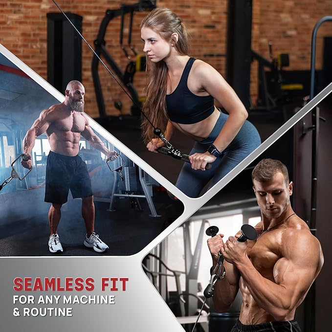 Yes4All Tricep Press Down Cable Machine Attachment Set, LAT Pulldown Attachment, Cable Machine Accessories for Home Gym