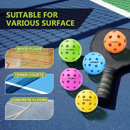 Navona 40 Pack Premium 40-Holes Multicolor Outdoor Pickleball Balls, Meet USAPA Official Requirement, Perfectly Balanced, High Bounce True Flight, Durable Outdoor Pickleball Set