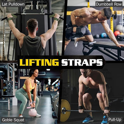 Lifting Straps Wrist Wraps Weightlifting Training: Heavy Duty Gym Support for Men Women Boost Grip Wrist Stability