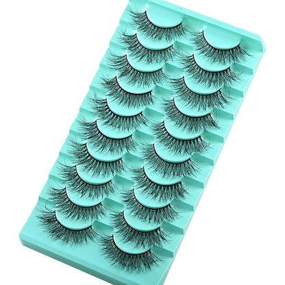 Natural Lashes Wispy Eyelashes Fluffy Mink Lashes Naturl Look Small Strip Eyelash 10 Pairs Short Lashes Pack Lightweight Cat Eye Lash Strips Set (Semi-Wispy | 10-14mm)