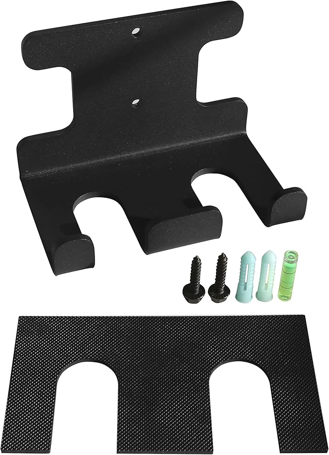 Barbell Rack Doule Hook Wall Mount Heavy Duty Vertical Barbell Holder Weight Bar Holder for Olympic Barbell, Curl bar, Commercial or Home Gym Accessory