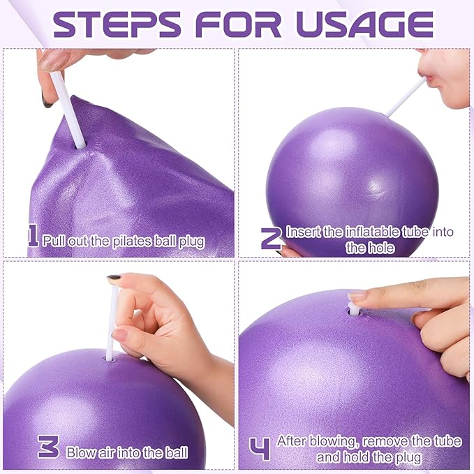 Pilates Ball, 9 Inch Small Exercise Mini Soft Workout Yoga Ball with Exercise Guide, for Home Gym Yoga, Pilates, Core Training, Workout, Balance, Stability