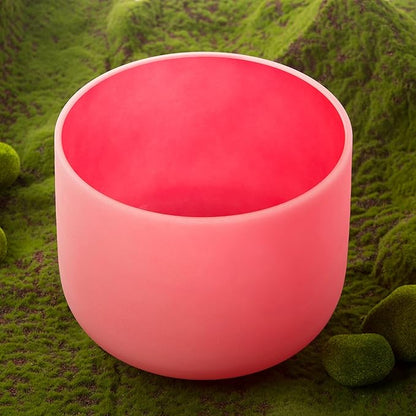 Leize Quartz Crystal Singing Bowl C Note 432 hz Root Chakra Red 12" Wide with Suede Striker
