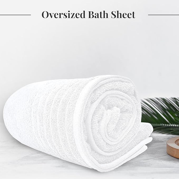 Tens Towels Pack of 1 Jumbo Bath Sheet 40 x 80 Inches, Extra Large & Light Weight, Quicker to Dry, 100% Cotton, Super Soft & Absorbent, Perfect to Wrap Yourself in, White