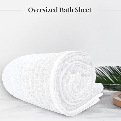 Tens Towels Pack of 1 Jumbo Bath Sheet 40 x 80 Inches, Extra Large & Light Weight, Quicker to Dry, 100% Cotton, Super Soft & Absorbent, Perfect to Wrap Yourself in, White