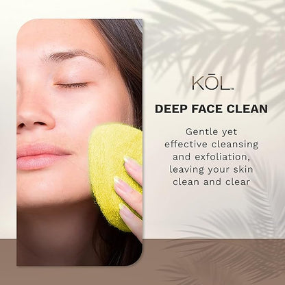 KOL Face Scrubber, Lemon Infused Exfoliating Facial Cleansing Pads, Disposable Exfoliator Face Sponge for Daily Cleaning and Makeup Removal, 6 Count\