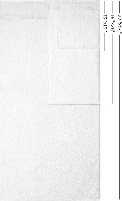 Hotel & Spa Quality Super Absorbent and Soft, Cotton, 6 Piece Turkish Towel Set for Kitchen and Decorative Bathroom, Includes 2 Bath Towels 2 Hand Towels 2 Washcloths, Snow White