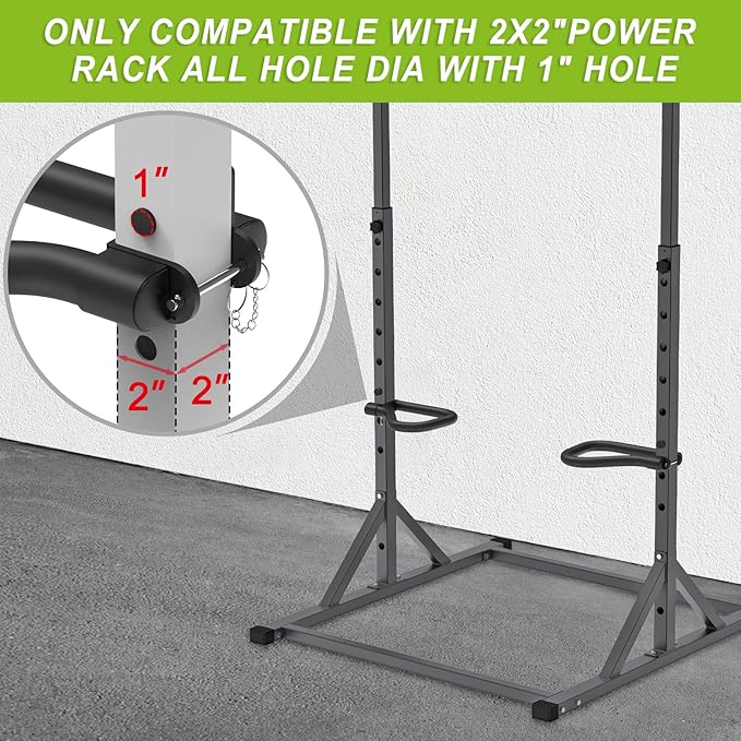 SELEWARE Solid Dip Bar Attachment for 2" x 2" or 3" x 3" with 1", 1/2" or 5/8" Hole Power Cage Squat Rack, Set of 2 Dip Bar Muti-Grip Handles for Strength Training, Double Welding Design
