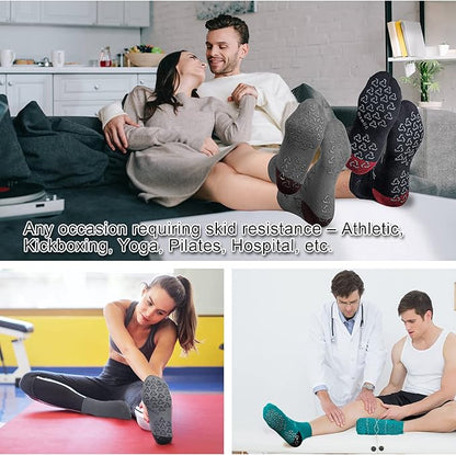 Ozaiic Non Slip Socks Grip for Yoga Home Workout Pure Barre, Pilates, Hospital, Ideal Cushion Socks for Men and Women