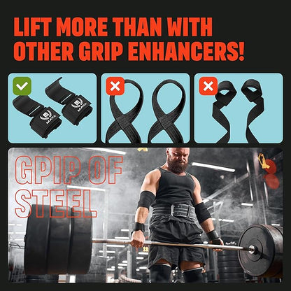 Mava Sports Heavy Duty Weightlifting Hand Grip Power Hooks with Wrist Straps for Pull-ups and Deadlifts Weight Lifting Hooks for Men and Women, Ideal for Power Weightlifting and Gym Workouts