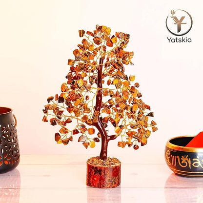 YATSKIA Tiger Eye Crystal Tree - Gemstone Tree of Life - Tiger Eye Stone - Chakra Gifts - Crystal Décor - Feng Shui Decor - Spiritual Gifts for Women