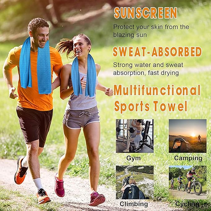 Sukeen [4 Pack Cooling Towel (40"x12"),Ice Towel,Soft Breathable Chilly Towel,Microfiber Towel for Yoga,Sport,Running,Gym,Workout,Camping,Fitness,Workout & More Activities