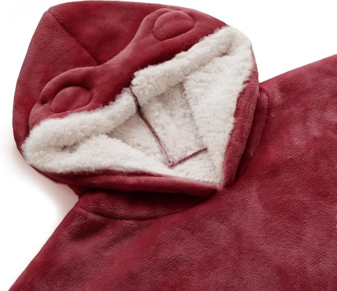 WDCOZY Wearable Blanket Hoodie Oversized Sherpa Fleece Hooded Sweatshirt with Adjustable Eye Mask Cozy For Adults Women Men