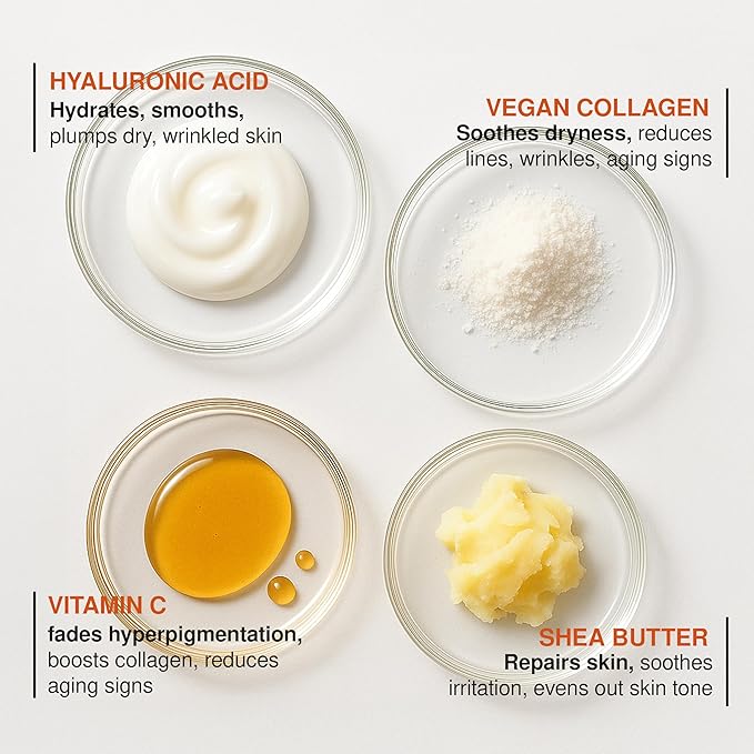 Vitamin C Moisturizer For Face - Dermatologist Tested, with Collagen - Anti-Aging Face Cream, Ultra Hydrating, Brightning, Fine Lines & Wrinkles Treatment - Clean Beauty, Korean Skin Care