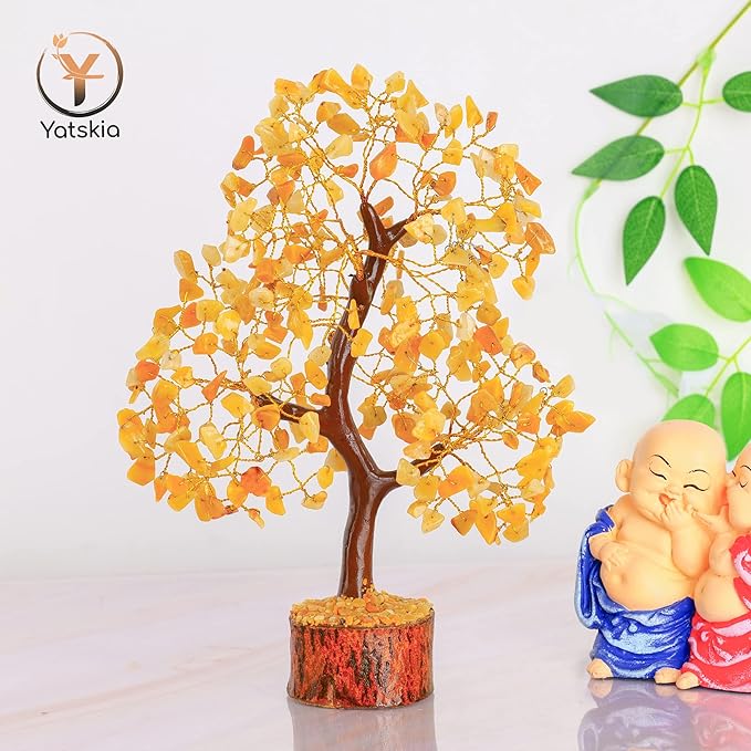 Yellow Tree - Yellow Healing Crystal, Gemstone Tree, Chakra Gifts, Crystal Luck, Crystal Trees, Tree of Life Gemstone, Balancing Tree, Crystal Items for Gift, Tree of Life Décor | Energy Healing Stone