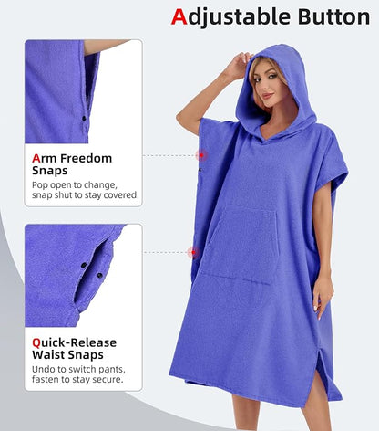 Abahub Surf Poncho Men & Women Towel Poncho Adult with Hood, Thick Quick Dry Changing Poncho Towel, Microfiber Wearable Cover Up for Surfing Beach Swim - Absorbent Changing Towel M (Purple)