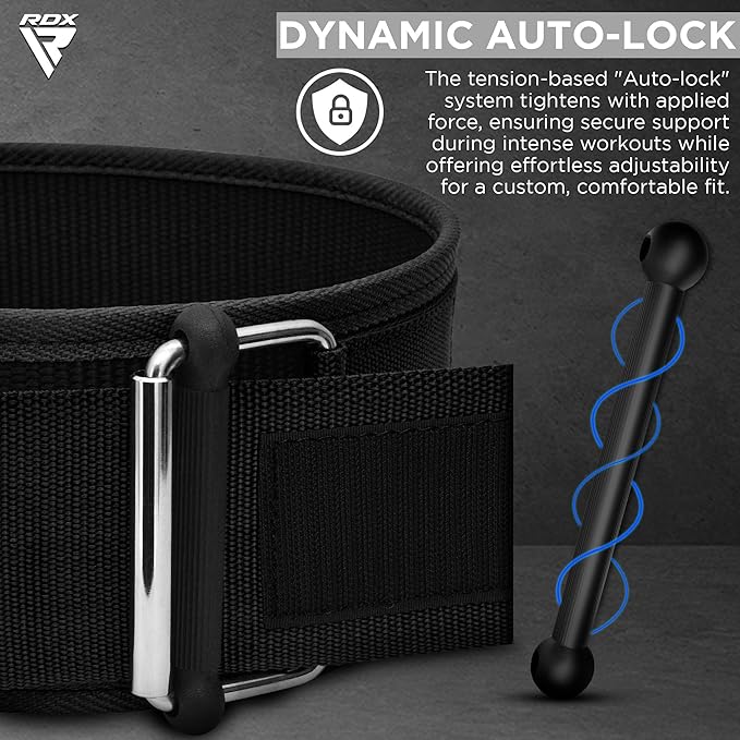 RDX Weight Lifting Belt - AUTO LOCK 4” Premium Adjustable Gym Belt for Olympic Cross Training - Support for Men Women Functional Fitness Workout - WOD Powerlifting Bodybuilding Weightlifting Deadlift