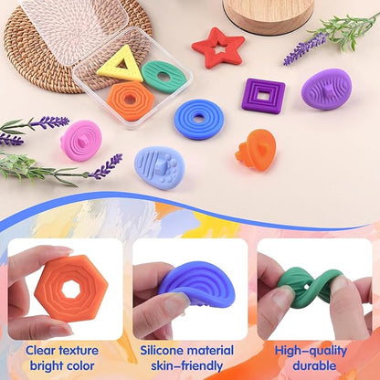 10 Pcs Sensory Fidget Toys Worry Stones for Kids Teens Adults Calming, Pop Fidgets Toy for Anxiety and Stress Silent Fidget Toys for Classroom Student Prizes