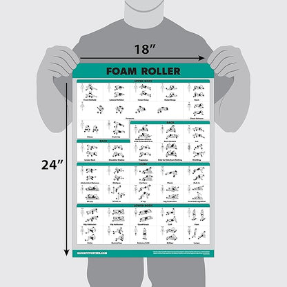 QuickFit 10 Pack - Exercise Workout Poster Set - Foam Roller, Dumbbell, Suspension, Kettlebell, Resistance Bands, Stretching, Bodyweight, Barbell, Yoga Poses, Exercise Ball (LAMINATED, 18" x 24")