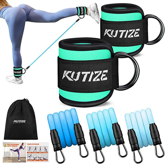 Ankle Resistance Bands with Cuffs for Women & Men - 3-Level Adjustable Leg & Glute Workout Equipment, Portable Home Gym Exercise Bands for Kickbacks, Hip Thrusts, Yoga, Strength Training