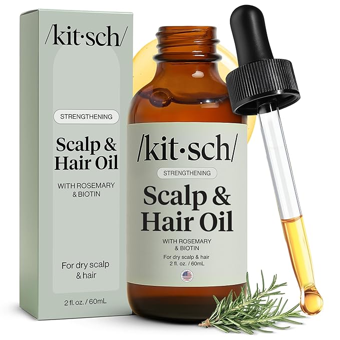 Kitsch Rosemary Oil Pre-Wash Strengthening Hair Oil with Castor, Biotin, Jojoba, Lavender Scent, 60ml