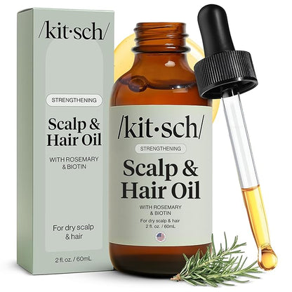 Kitsch Rosemary Oil Pre-Wash Strengthening Hair Oil with Castor, Biotin, Jojoba, Lavender Scent, 60ml