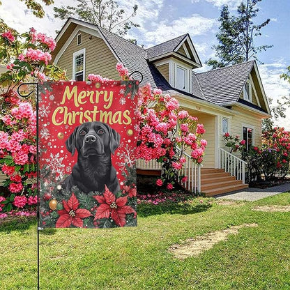 Christmas Black Dog Garden Flag 12x18 In Double Sided Yard Flags Lawn Sign Decor No Flagstand