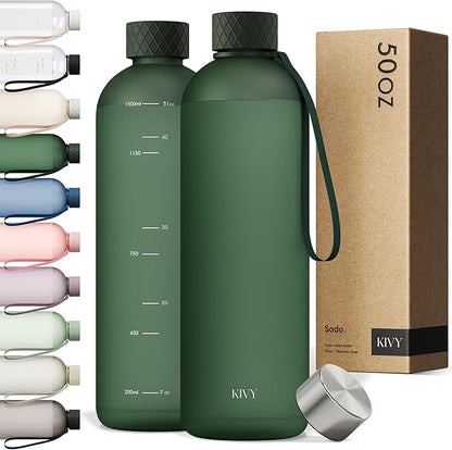 KIVY Tritan Water Bottle 2nd Generation (Dark Green, 50oz)