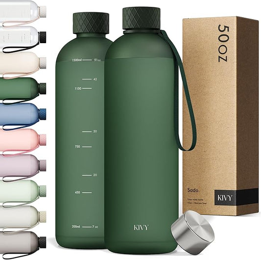 KIVY Tritan Water Bottle 2nd Generation (Dark Green, 50oz)