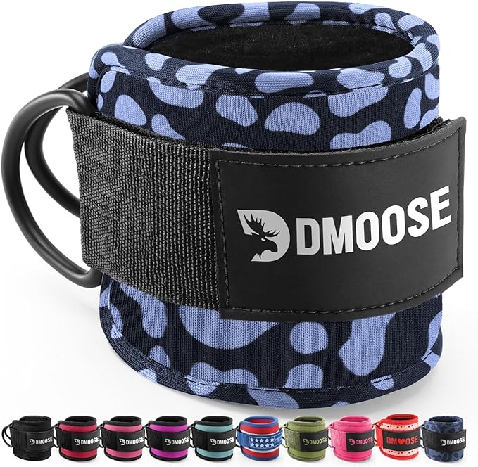 DMoose Fitness Ankle Straps for Cable Machines - One Size Fit with Premium Padding, Glute Kickback Ankle Strap for Women & Men, Cable Attachments for Gym, Booty Workouts, Leg Extension & Hip Abductors