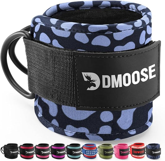 DMoose Fitness Ankle Straps for Cable Machines - One Size Fit with Premium Padding, Glute Kickback Ankle Strap for Women & Men, Cable Attachments for Gym, Booty Workouts, Leg Extension & Hip Abductors