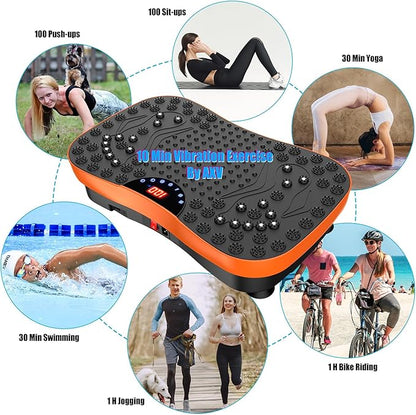 AXV Vibration Plate Exercise Machine Whole Body Workout Portable Mini Vibrate Fitness Platform Lymphatic Drainage Machine for Weight Loss Shaping Toning Wellness Home Gyms Workout (Mini)