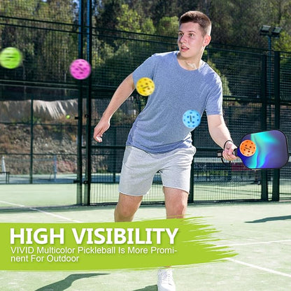 Navona 40 Pack Premium 40-Holes Multicolor Outdoor Pickleball Balls, Meet USAPA Official Requirement, Perfectly Balanced, High Bounce True Flight, Durable Outdoor Pickleball Set