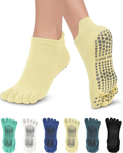 3/6 Pairs Grip Pilates Socks for Women, Non-slip Yoga Athletic Socks for Barre Ballet Barefoot Workout Hospital